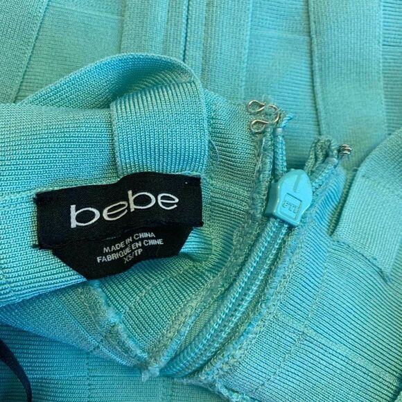 Bebe Ice Blue Bandage mini bodycon Dress Sz XS - Picture 6 of 10